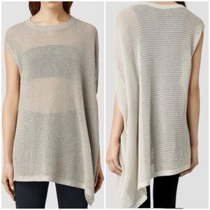 All Saints asymmetrical grey green knit Aster tee